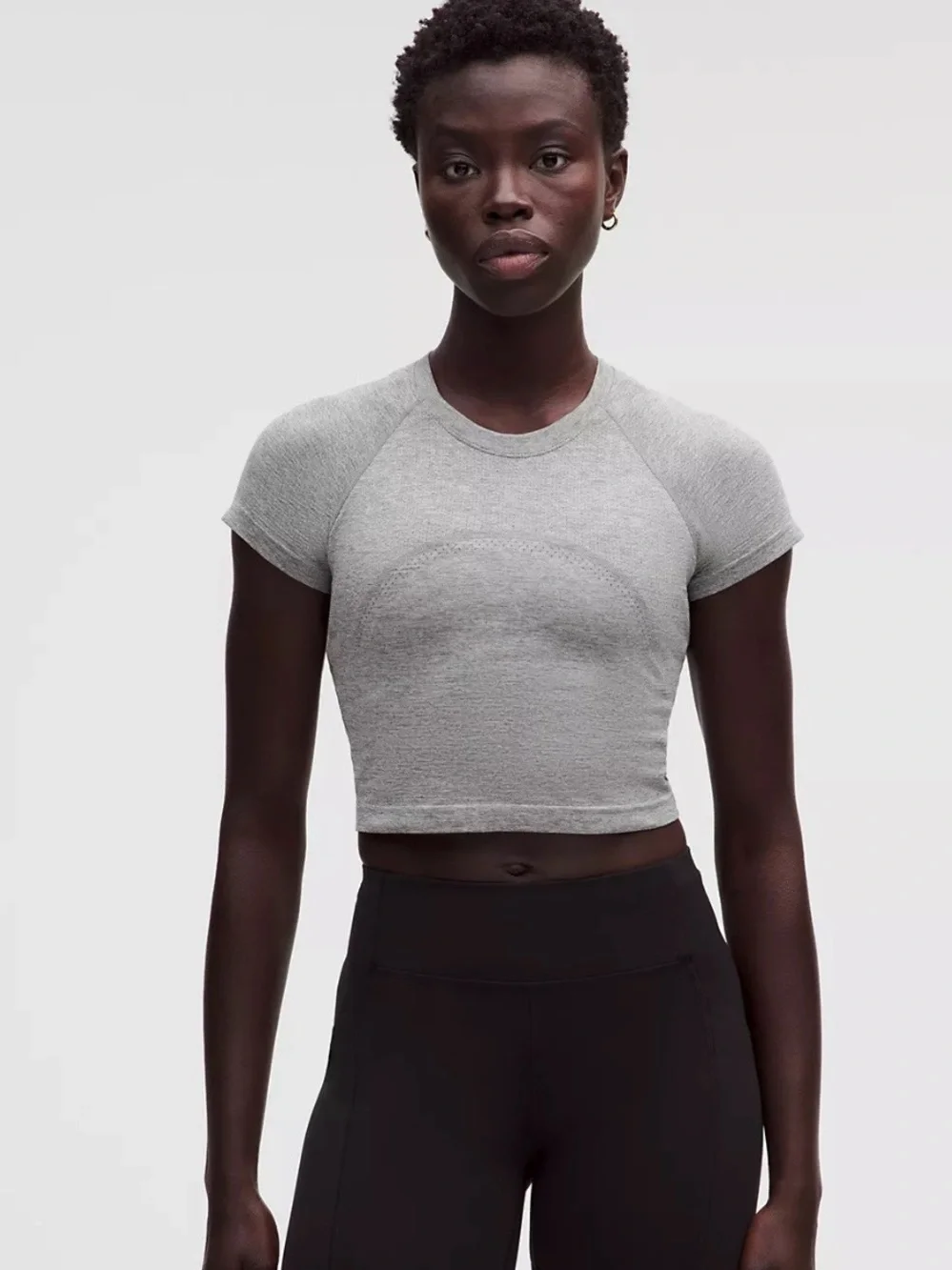 Women's Lululemon Gray Cropped Swiftly Tee Size 4